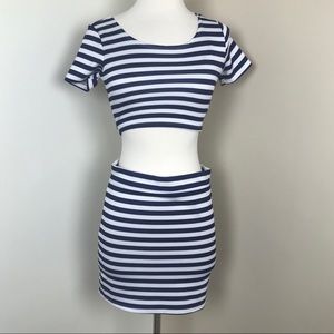 Hype Girls Stripped Two Piece Top Skirt Sz 12 NWT